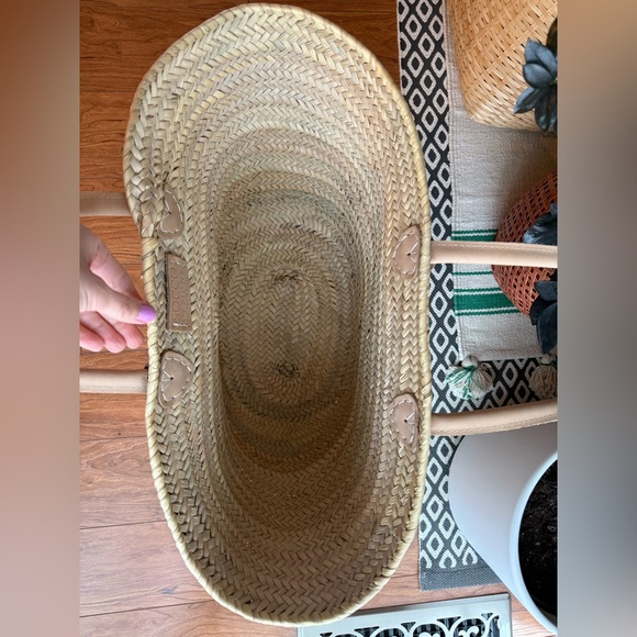 Extra Large Straw Woven Market Tote Bag - Socco Designs Morocco Tan Light Brown - Picture 4 of 12